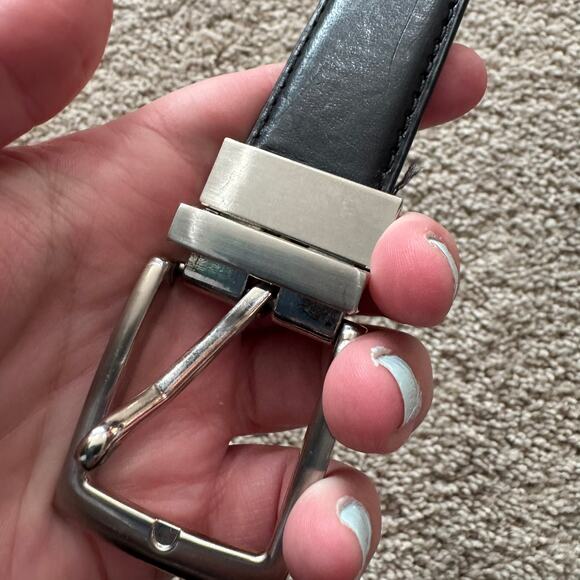 1913 Men's Genuine Leather Belt Black w/ Silver Hardware Men's Waist Size 46 - Picture 7 of 13